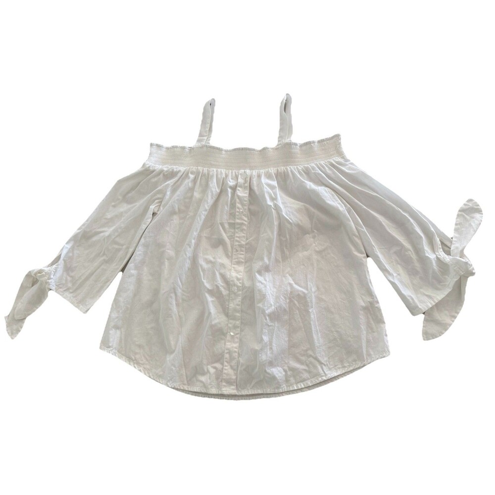 Sweet Wanderer White Off The Shoulder Blouse Women Size M 100% Cotton Boho Top